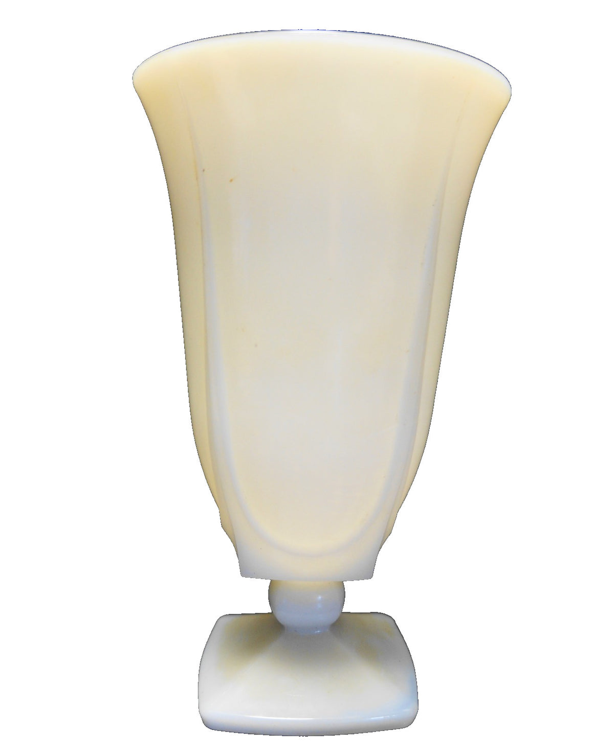 White Milk Glass Urn Vase Square Base Art Deco