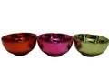 Food Network Metallic Glaze Stoneware Prep Bowls Red Pink Green