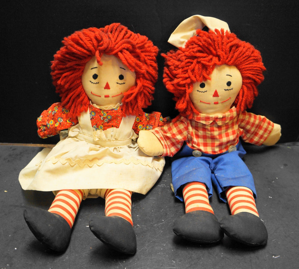 Raggedy Ann and Andy Dolls Pair Vintage Unsigned