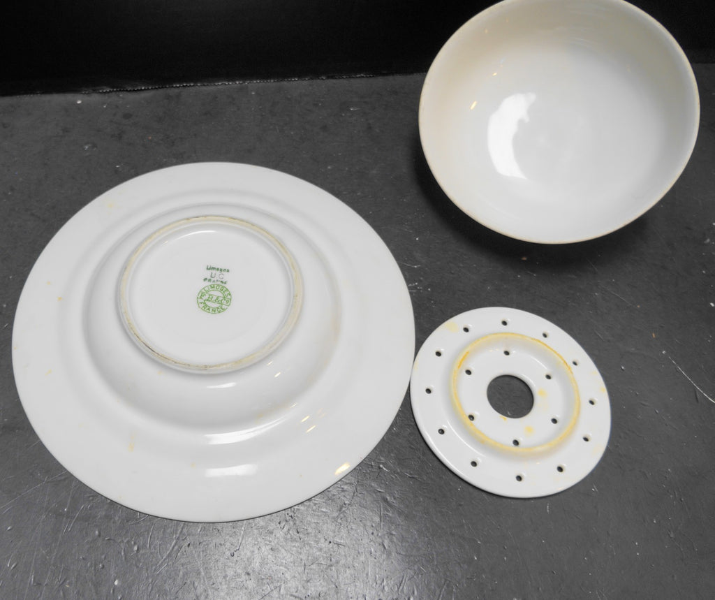 U.C. Limoges FB&CO France Round Domed Butter Dish With Strainer