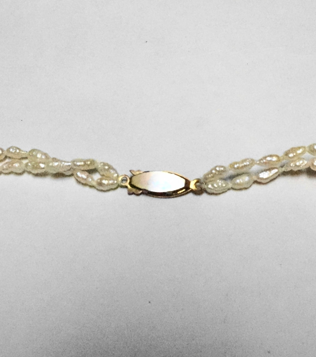 Freshwater Pearl Irregular Rice Grain Beads Double Strand Necklace
