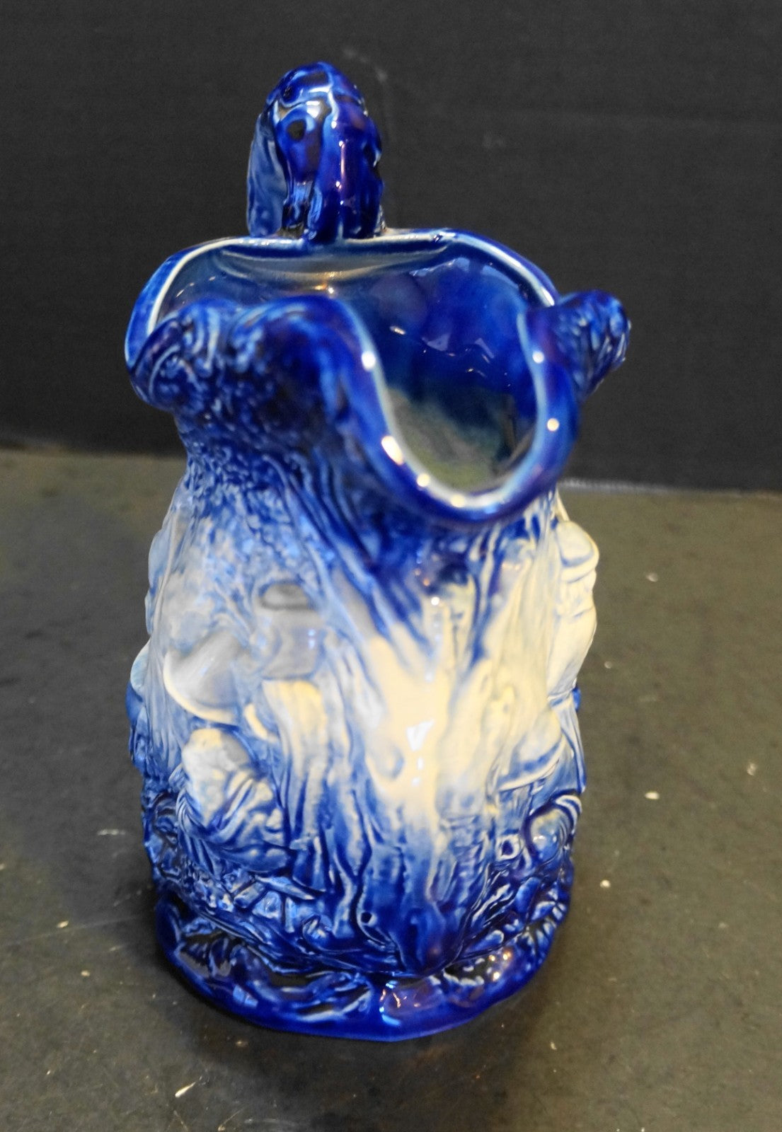 Burleigh Ironstone Blue White Fireside Scene Reproduction Pitcher 1980s