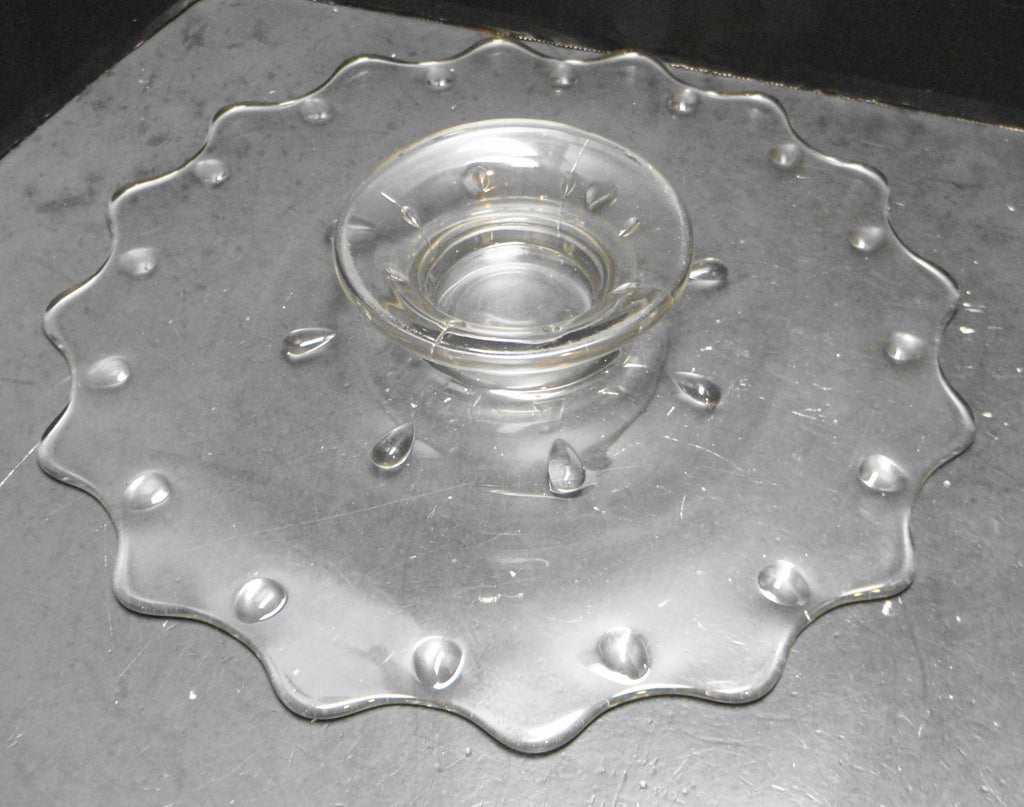 Indiana Glass Teardrop Low Footed Cake Plate 13 13 3/4 IN