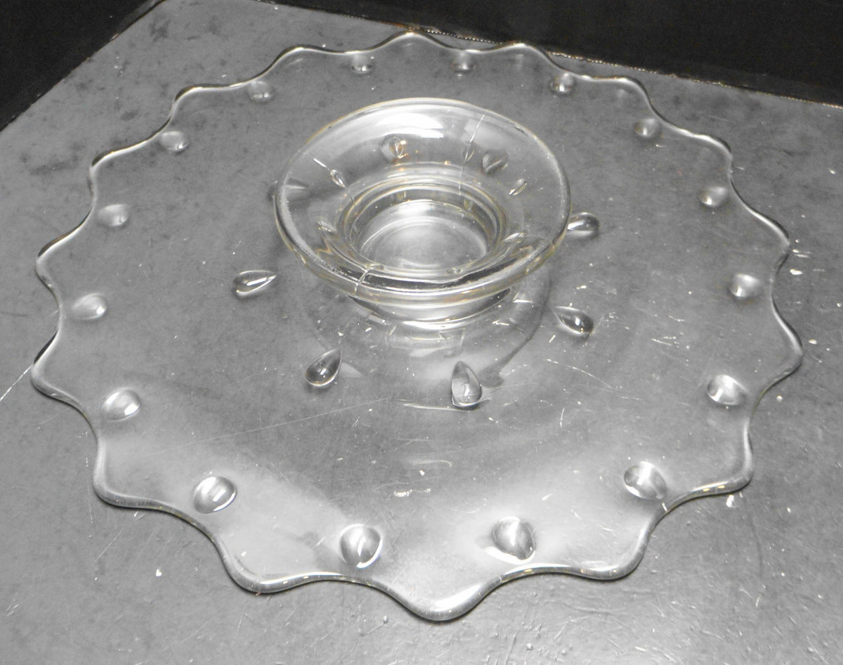Indiana Glass Teardrop Low Footed Cake Plate 13 13 3/4 IN