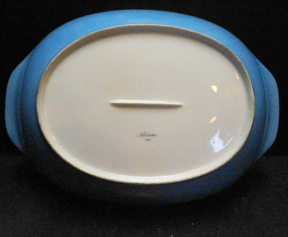 Noritake Sky Blue White Oval Serving Bowl