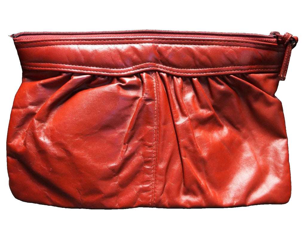 Antonia Designs Red Leather Clutch Purse 1980s