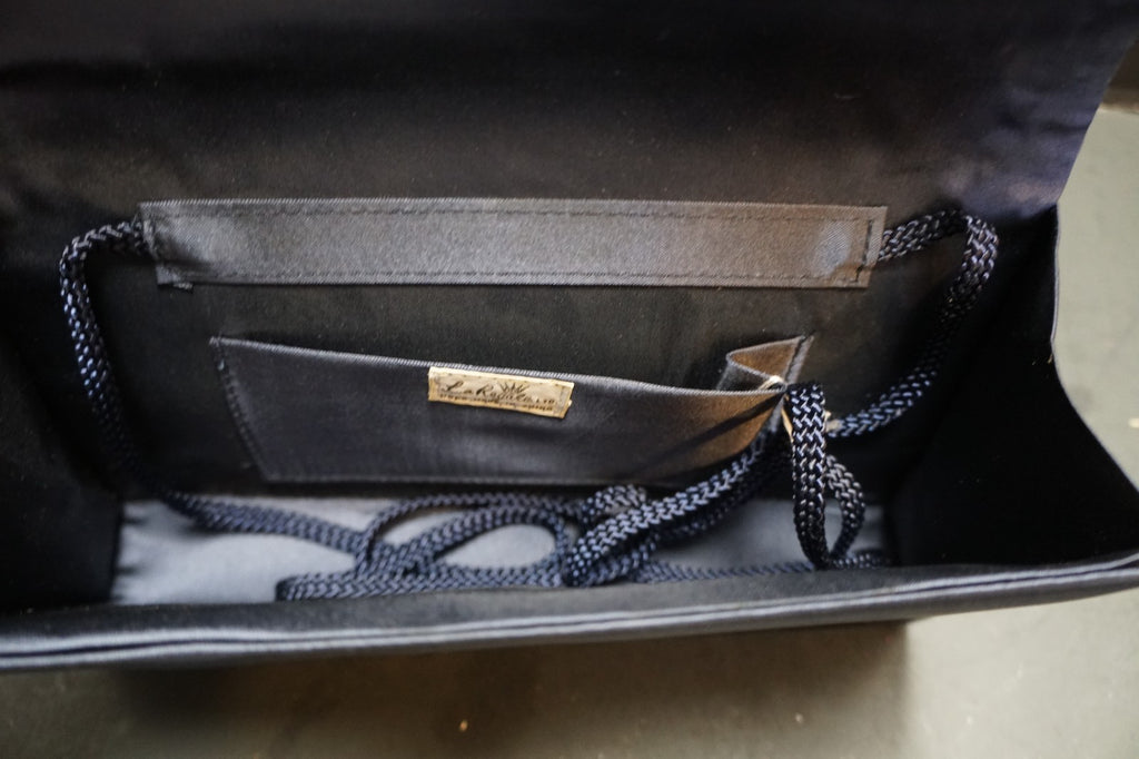 La Regale Midnight Blue Pleated Satin Evening Bag Clutch Purse