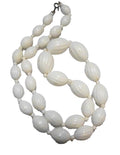 White Lucite Melon Twist Oblong Graduated Beads Necklace