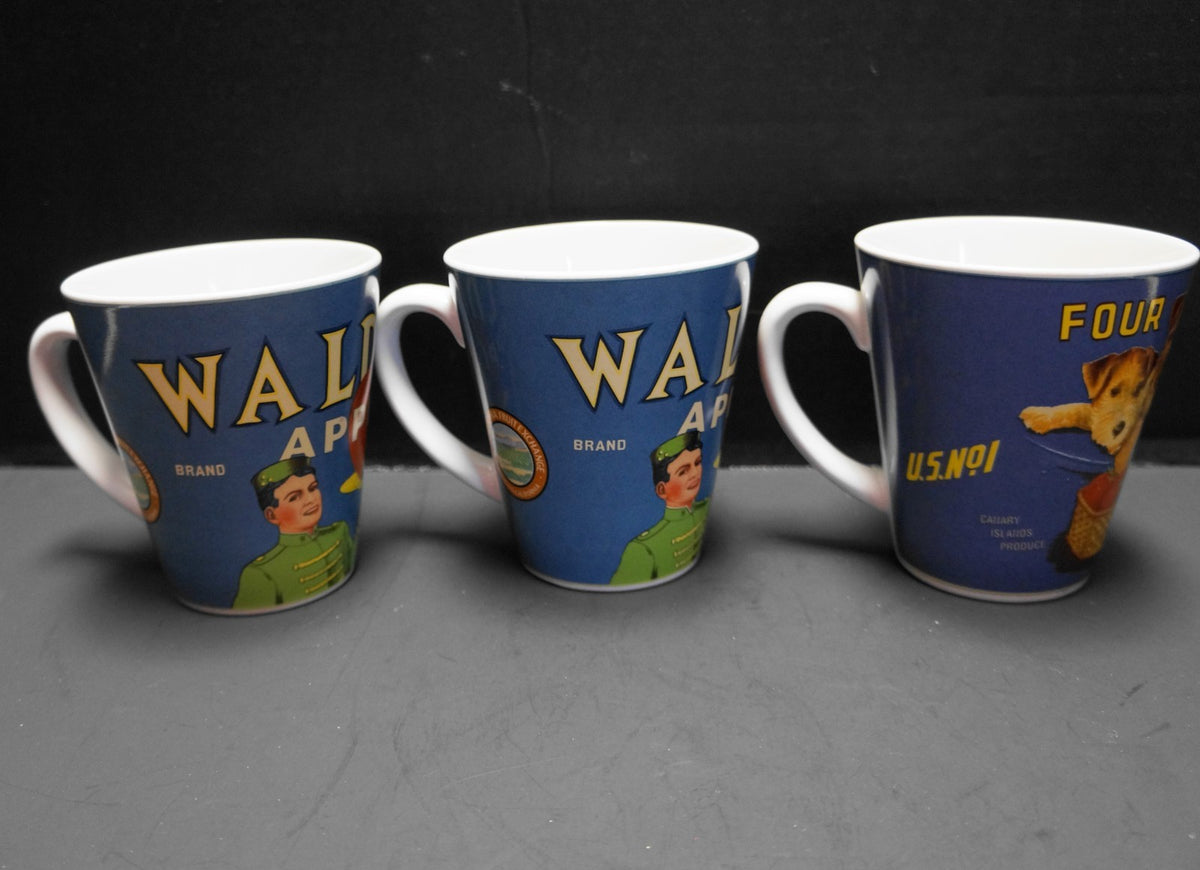 Sakura Tabletrendz Vintage Labels Waldorf Apple 4 Friends Mugs Set of 3