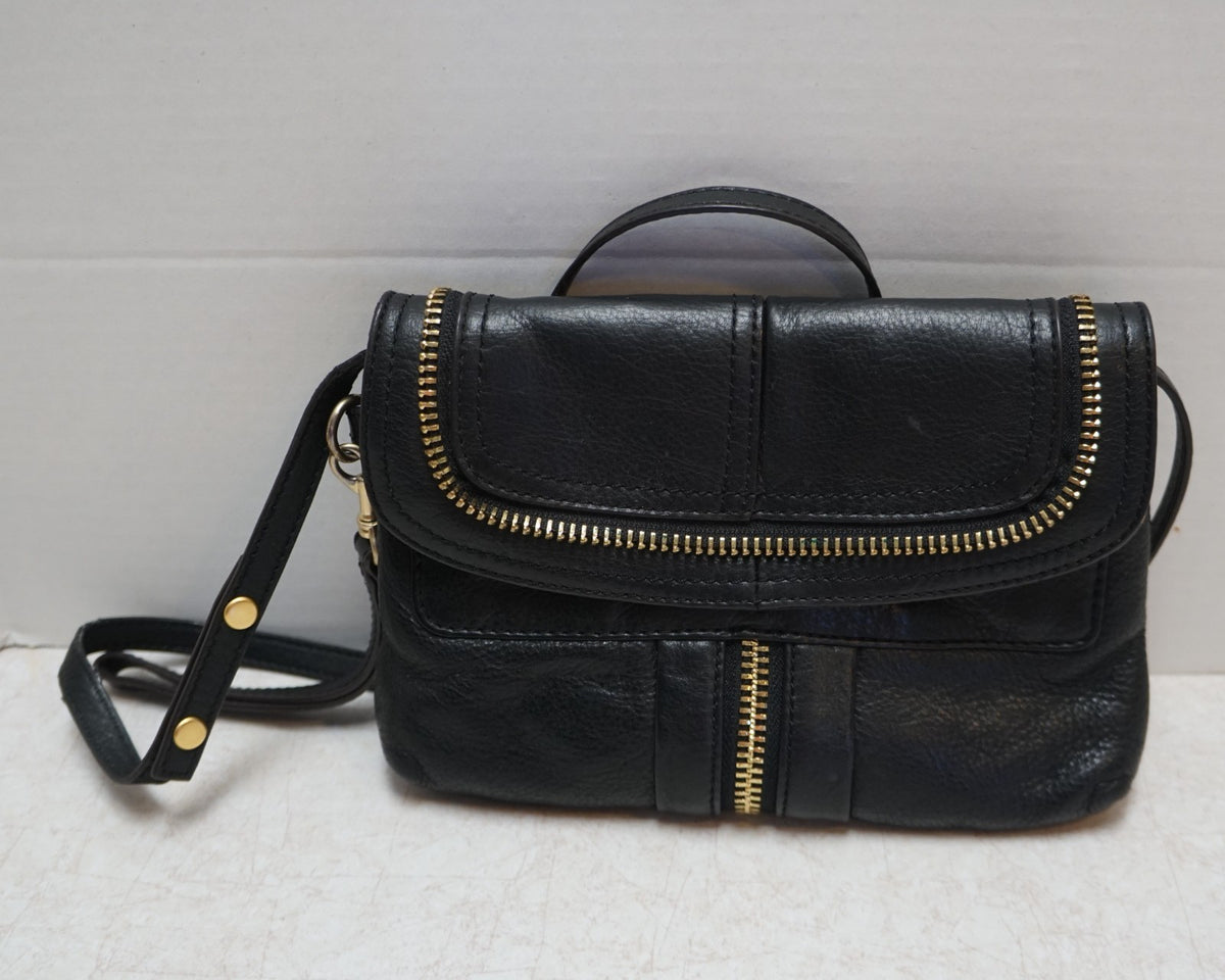 B. Makowsky Black Leather Crossbody Small