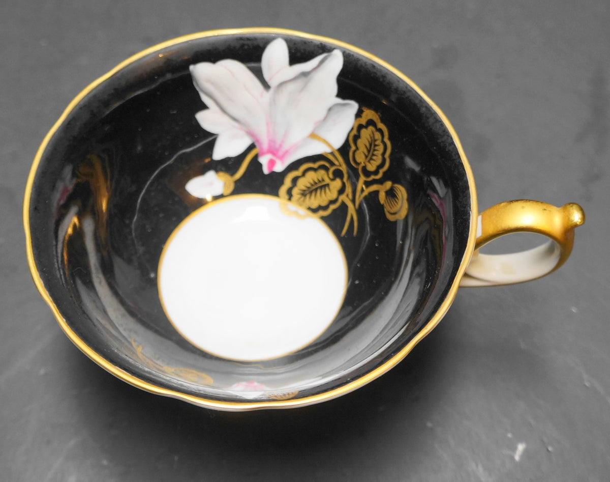 Royal Bayreuth Black White Gold Floral Teacup US Zone