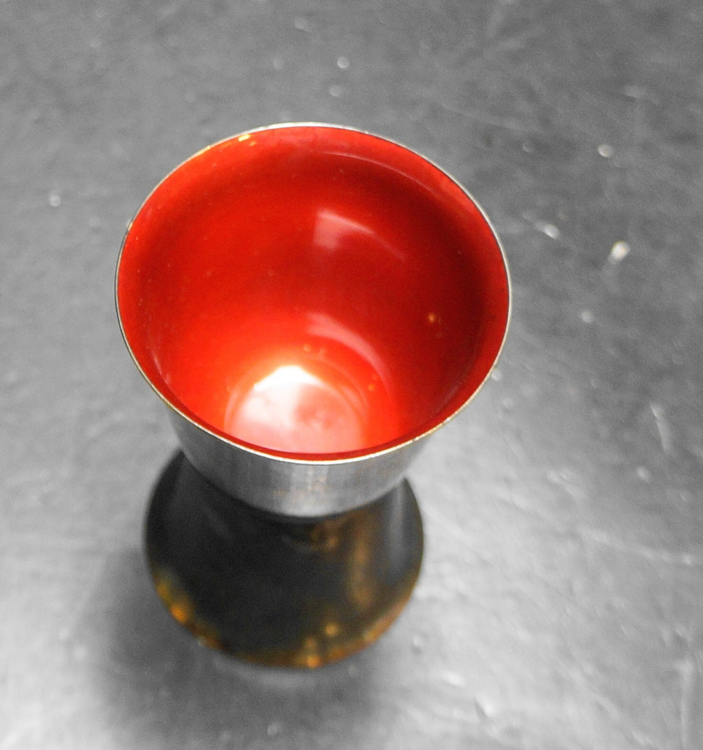 Reed & Barton Red Green Enamel Silverplated Double Jigger