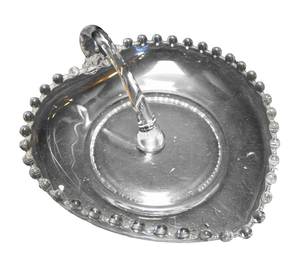 SOLD Imperial Candlewick Small Heart Shaped Center Handle Wafer Tray