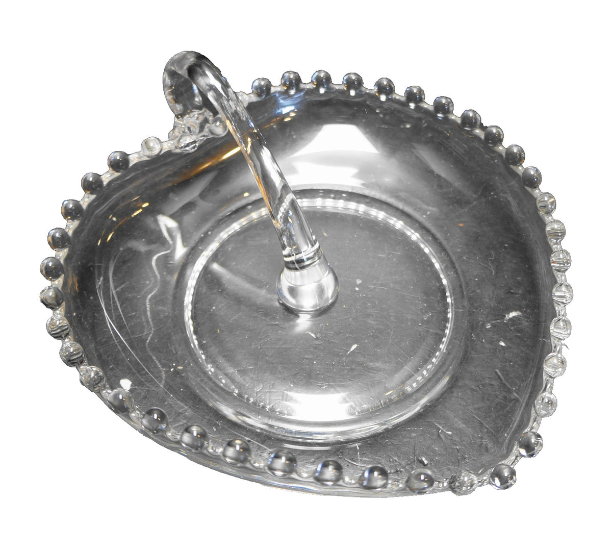 SOLD Imperial Candlewick Small Heart Shaped Center Handle Wafer Tray
