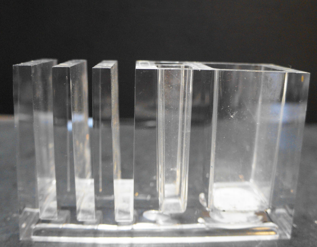 Clear Lucite MCM Desk Organizer Pen Note Holder Taiwan Guzzini-Like