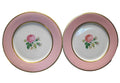Flintridge Pink Rim Gold Trim Pink Rose FL11 Dinner Plates Pair
