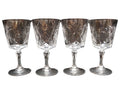 Bohemian Hand Cut Crystal Pinwheel Star Fan Cross White Wines Set of 4
