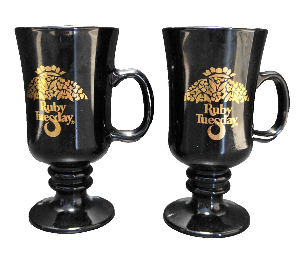 Ruby Tuesday Black Glass Libbey Footed Irish Coffee Mug