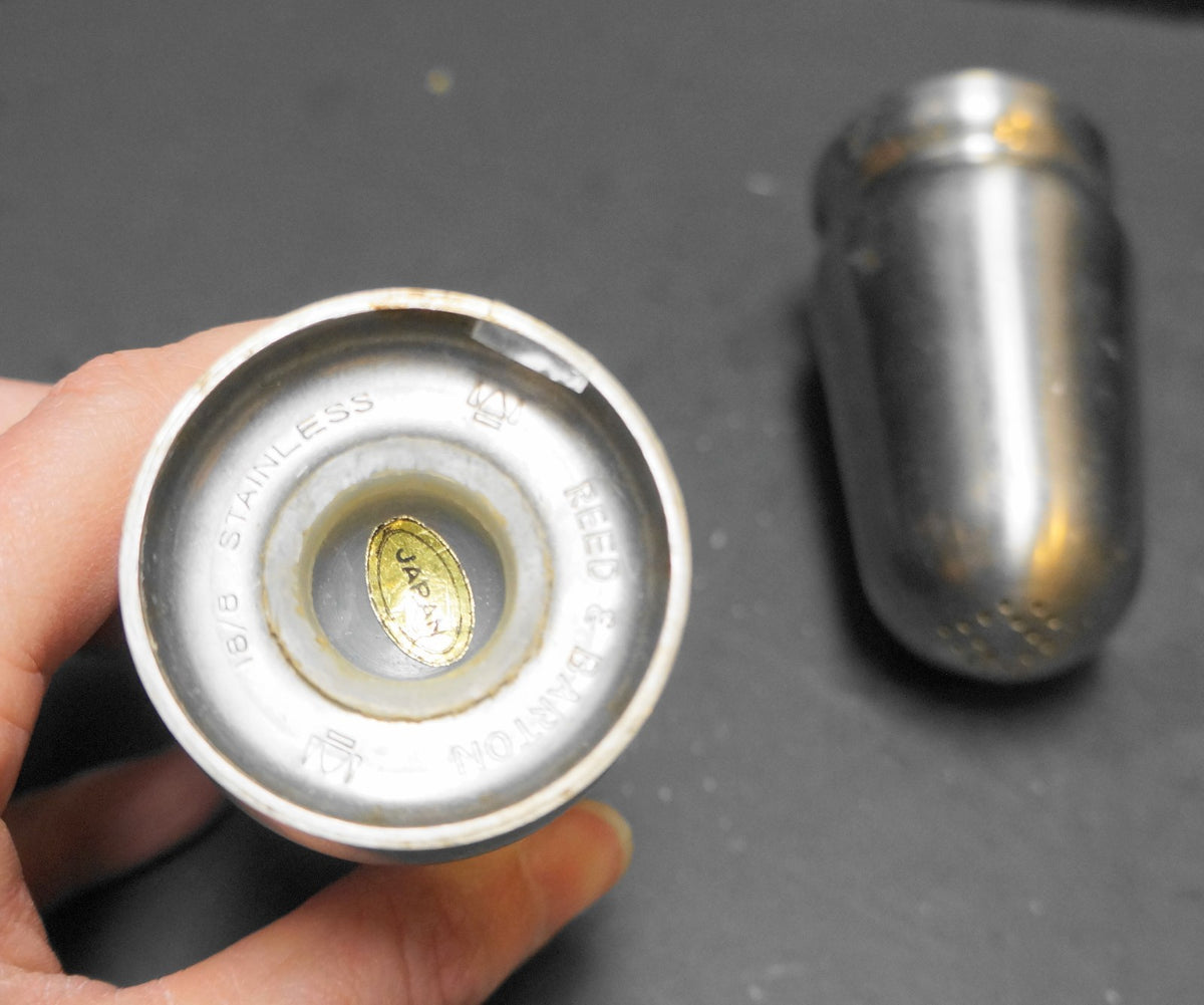 Reed & Barton 18/8 Stainless Steel Midcentury Modern Salt Pepper Shakers