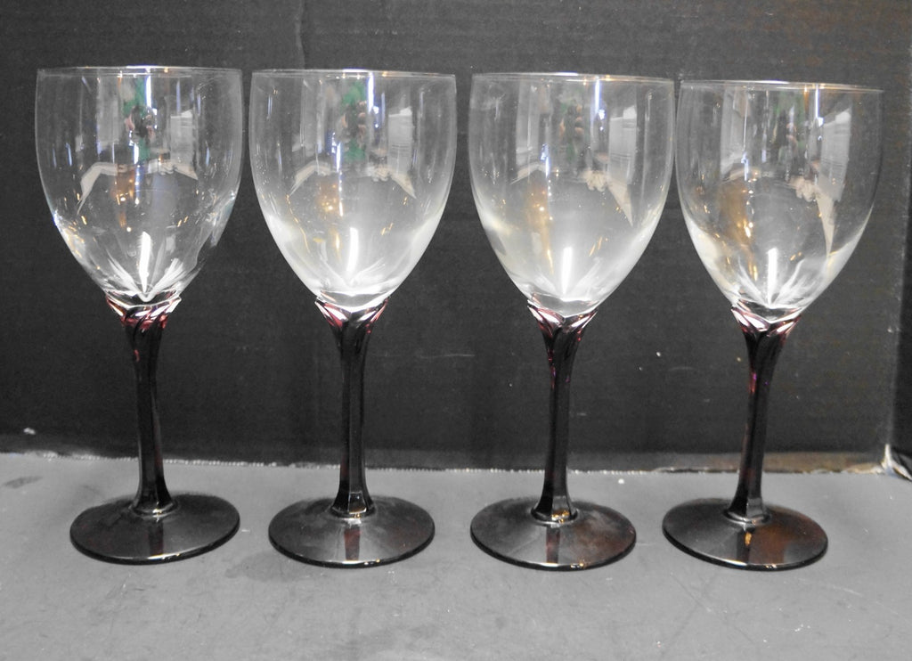 Libbey Domaine Purple Stems Water Goblets Set of 4