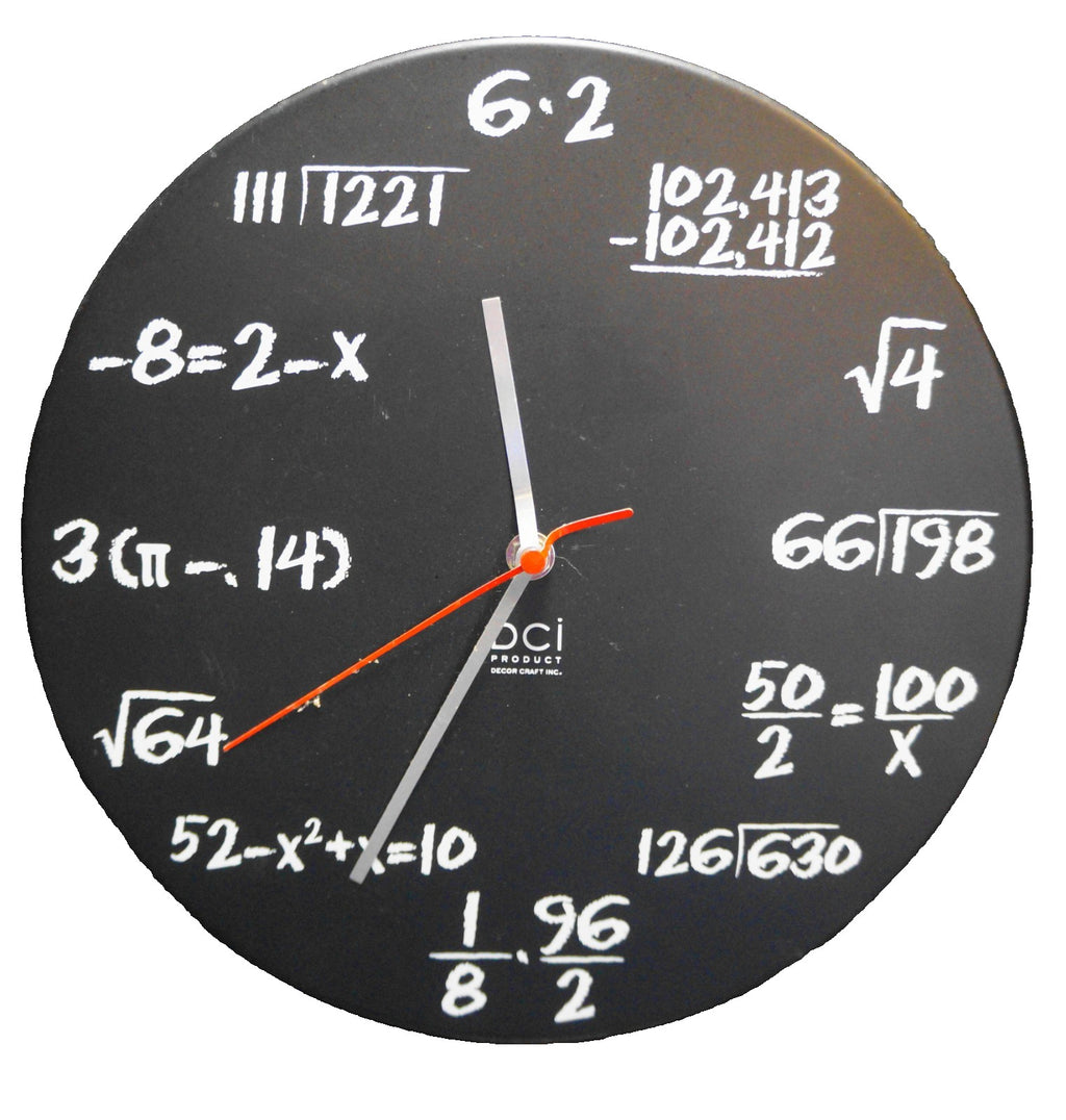 Math Equations Wall Clock Black Chalkboard Style Used