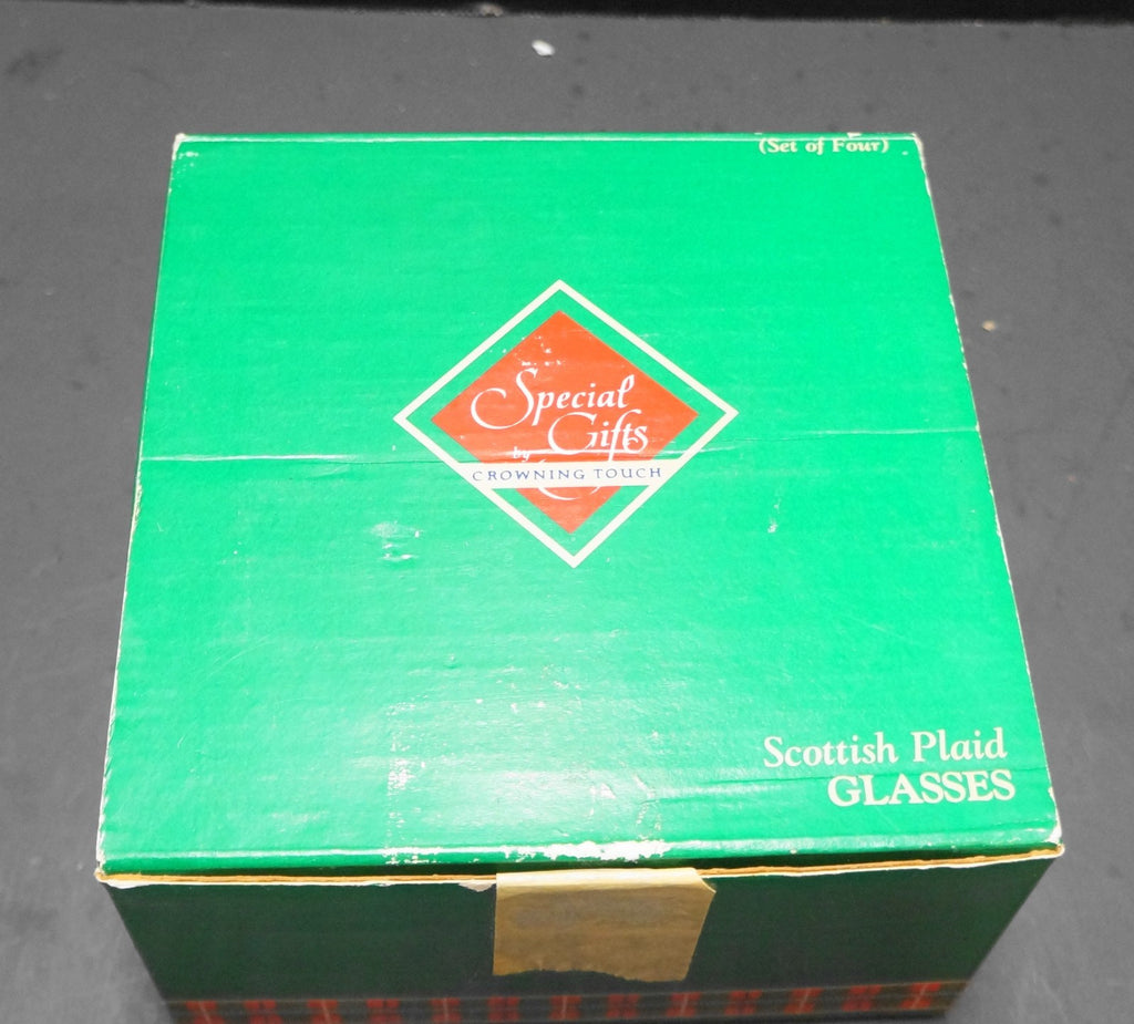 Scottish Plaid Whiskey Rocks Tumblers Set of 4 New in Box Crowning Touch