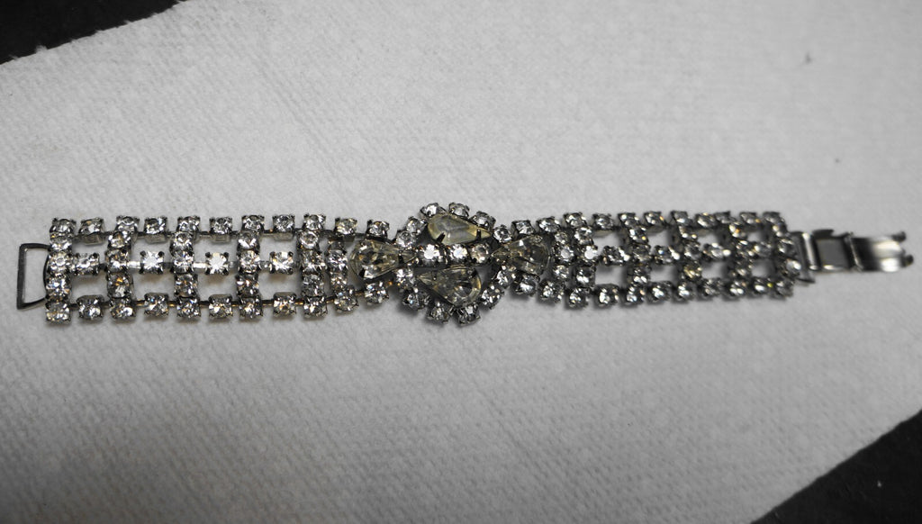 Fancy Clear Rhinestone Bracelet Triple Strand Clasp Closure