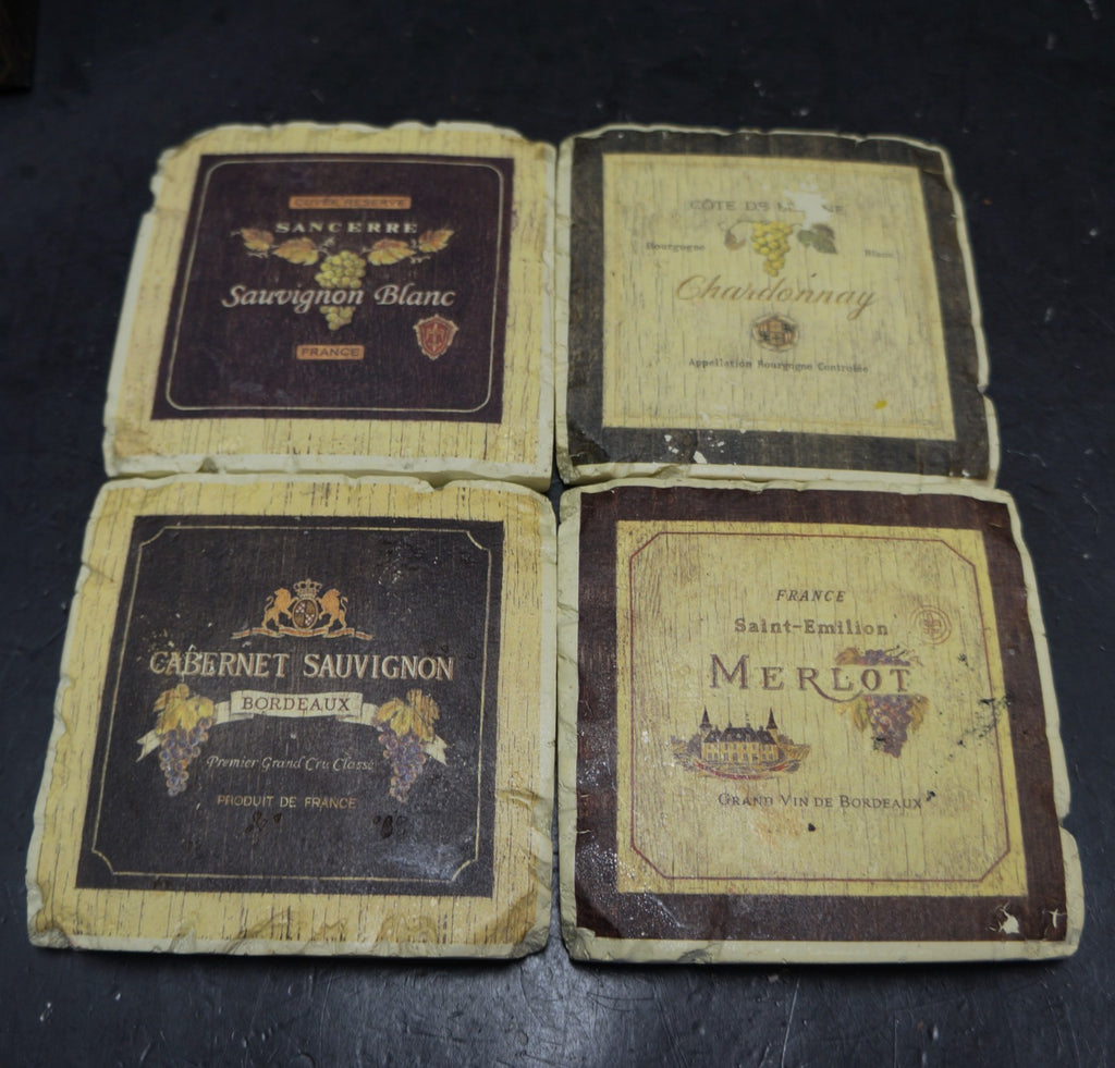 SOLD Lauren Hamilton Stone Coasters Set Merlot France