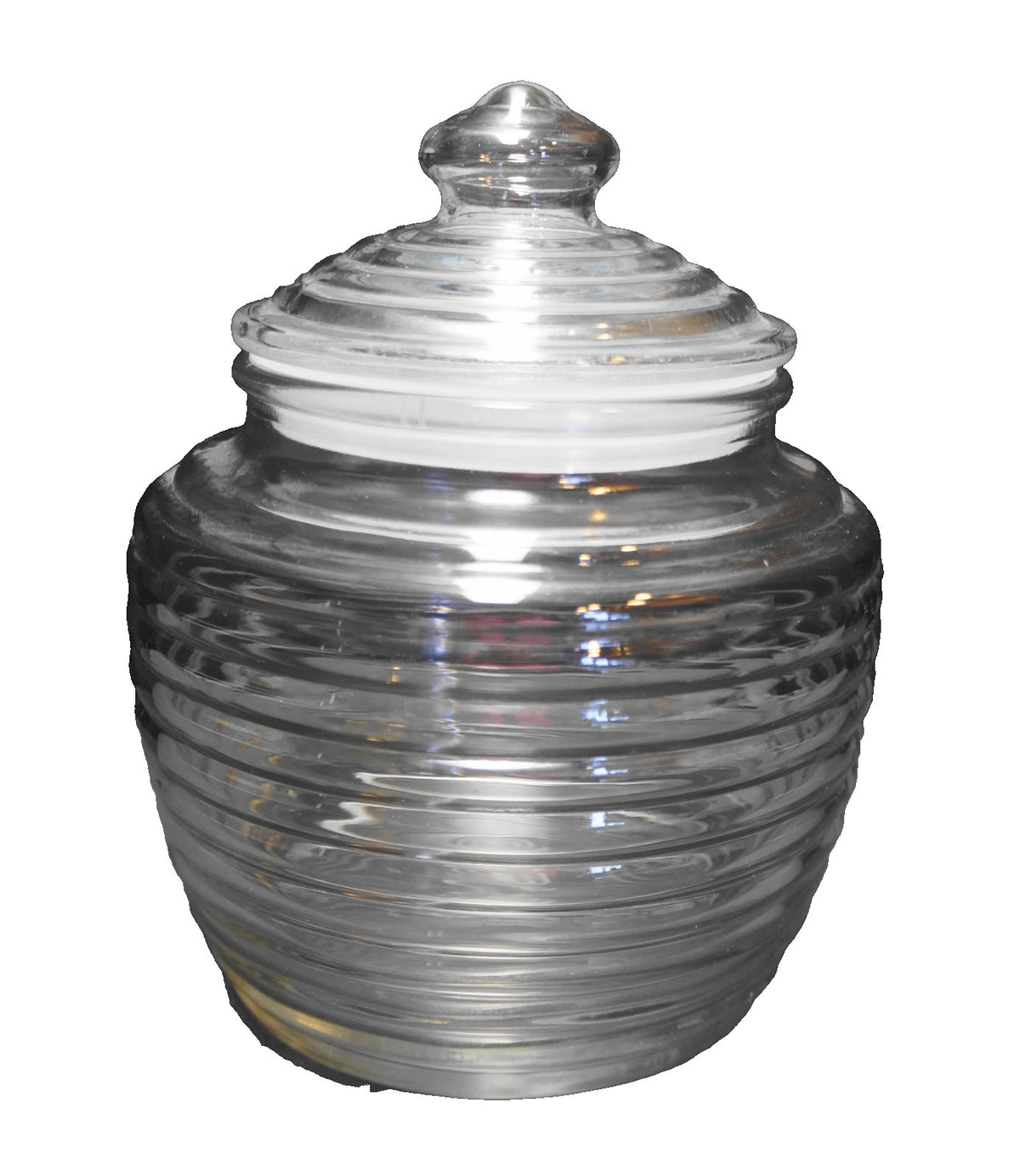 Anchor Hocking Beehive Canister 7" Clear Glass Vintage