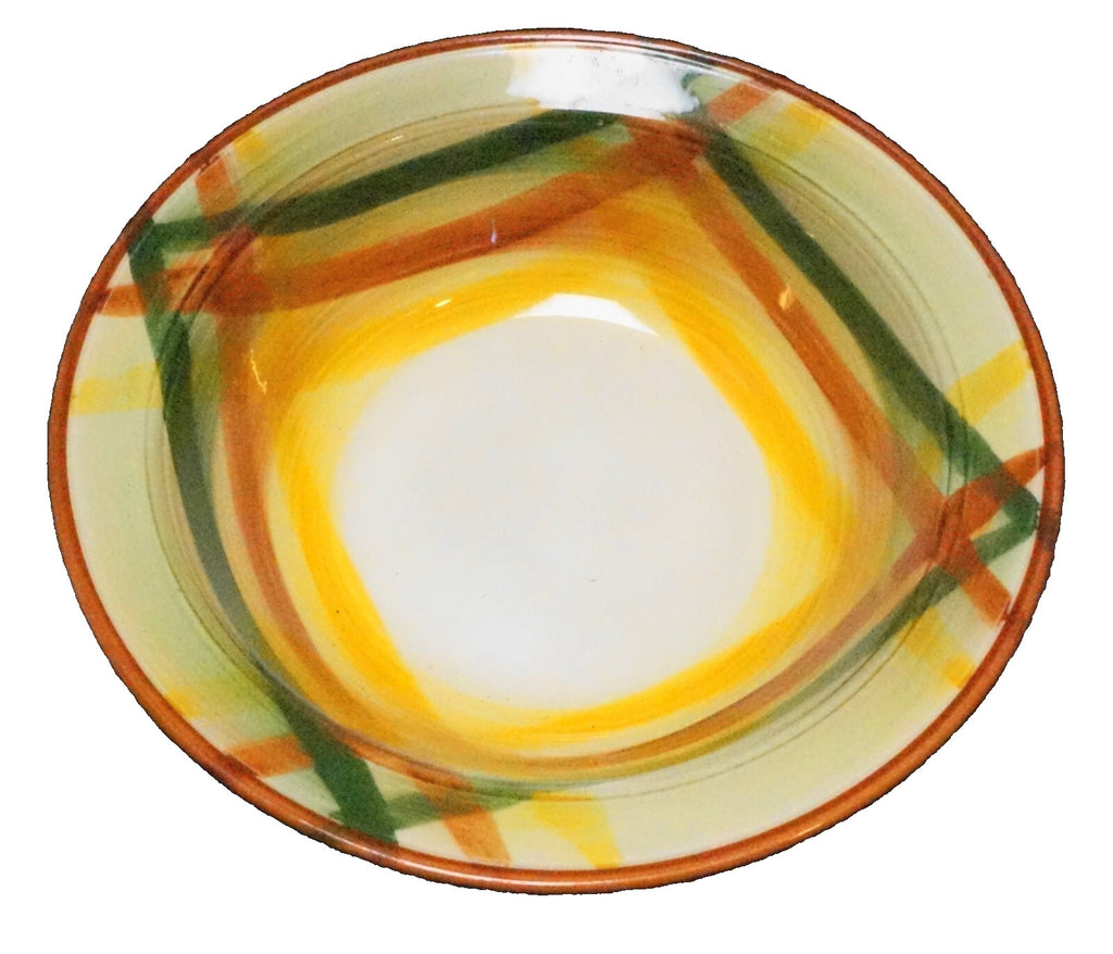 Vernon Ware Homespun Green Orange Yellow Plaid Serving Bowl