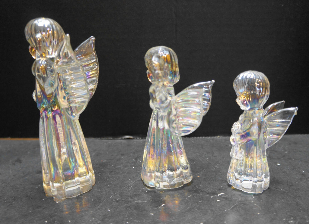 SIlvestri Iridescent Glass Angels Musical Instruments Trio Figurines Tawian