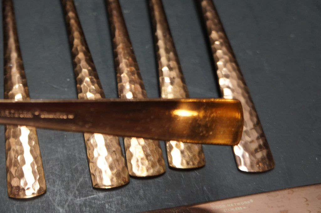 Food Network Martilla Hammered Copper Flatware 14 Pcs