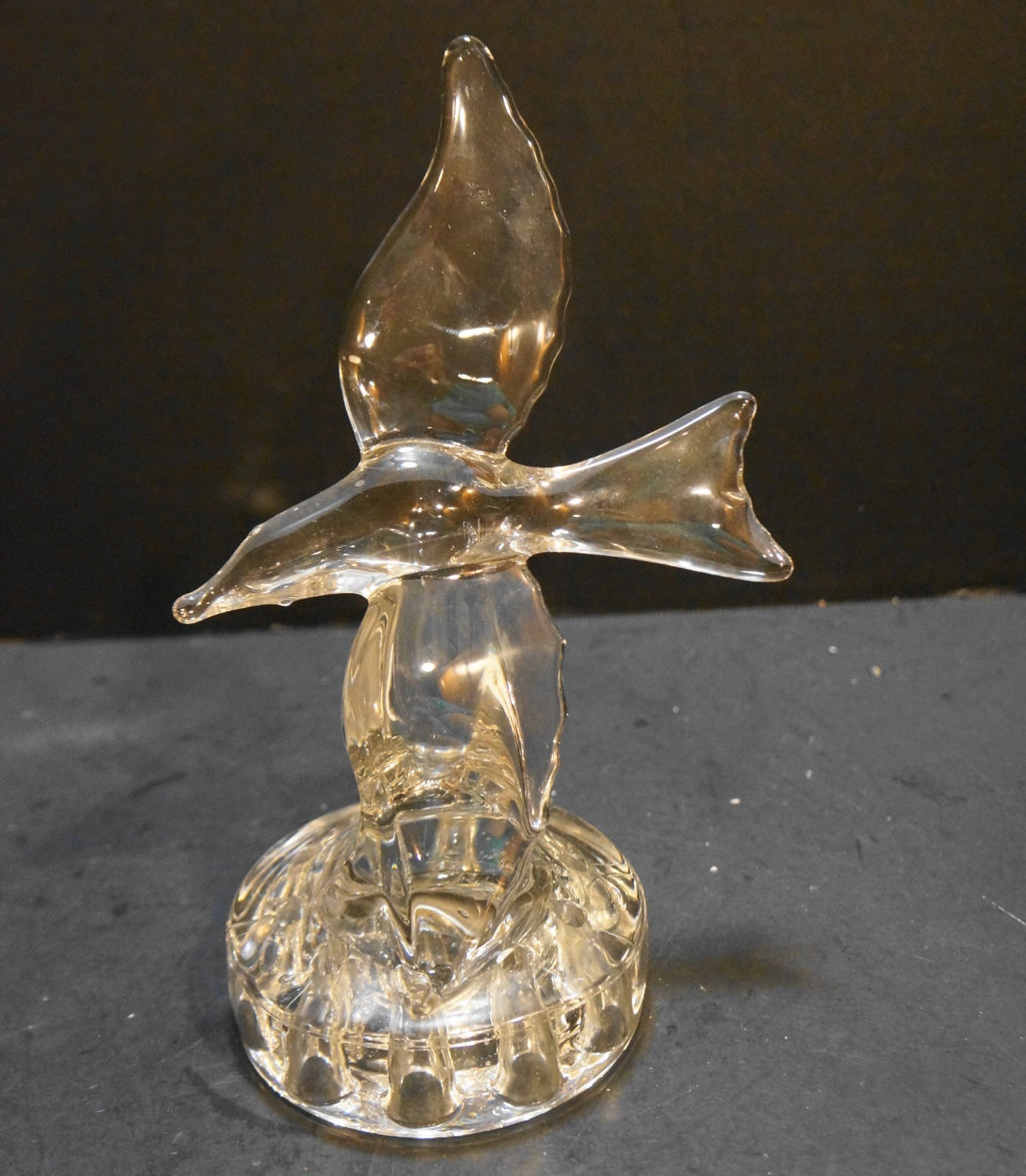 Cambridge Arms Seagull Flower Frog Clear Glass 1940s