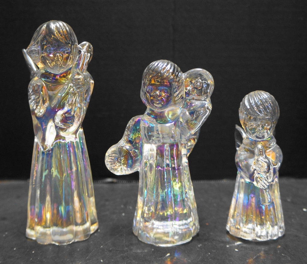 SIlvestri Iridescent Glass Angels Musical Instruments Trio Figurines Tawian
