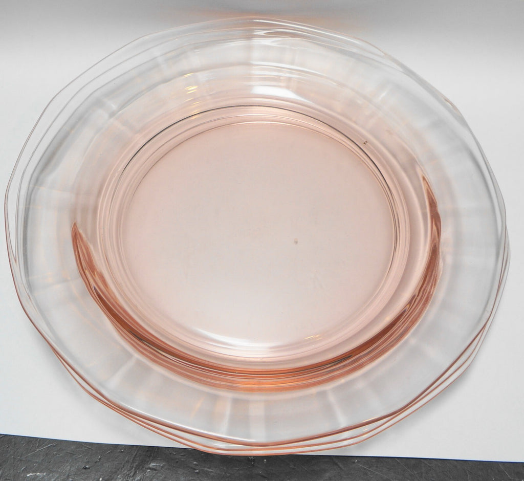 Depression Dodecagon 12 Side Pink Salad Plates Set of 3 7 3/8"
