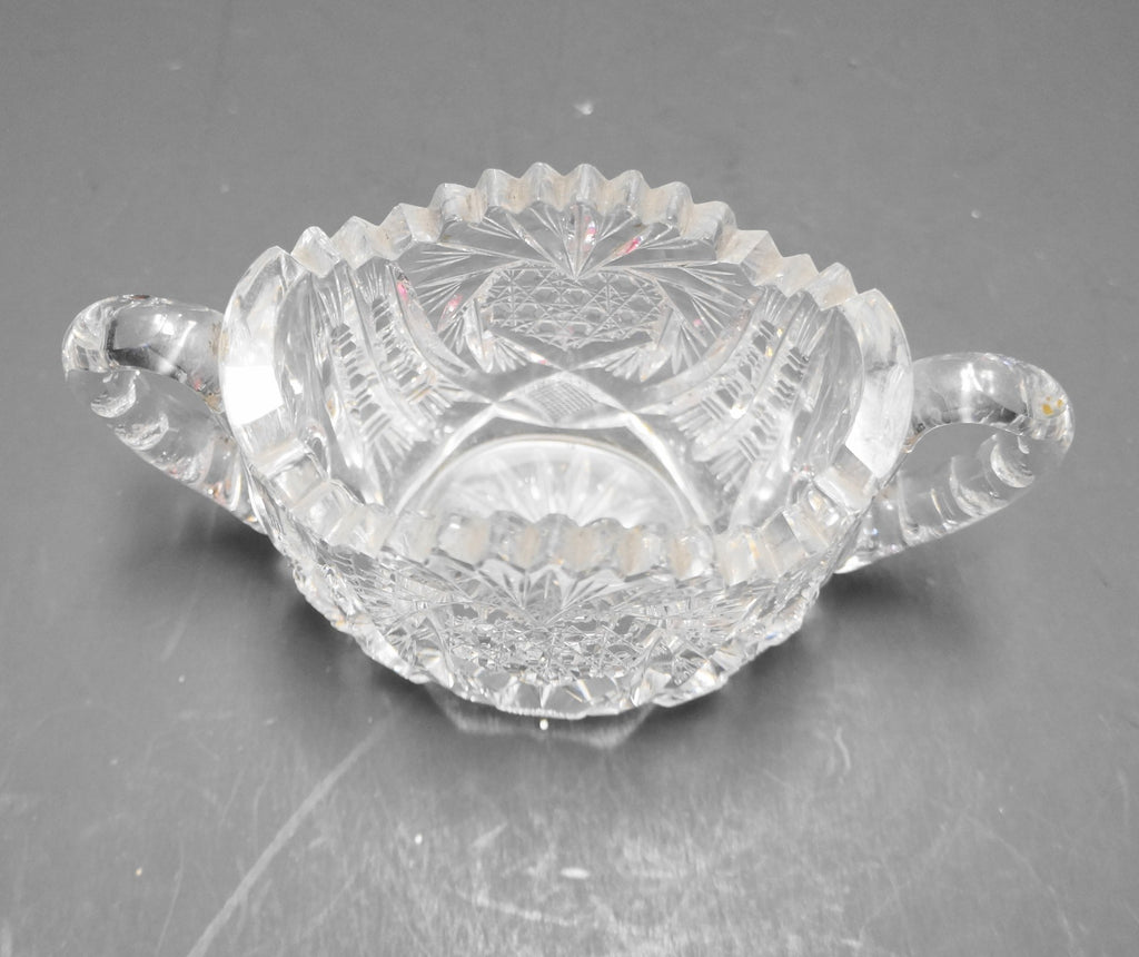 American Brilliant Period Cut Glass Strawberry Pattern Sugar Bowl