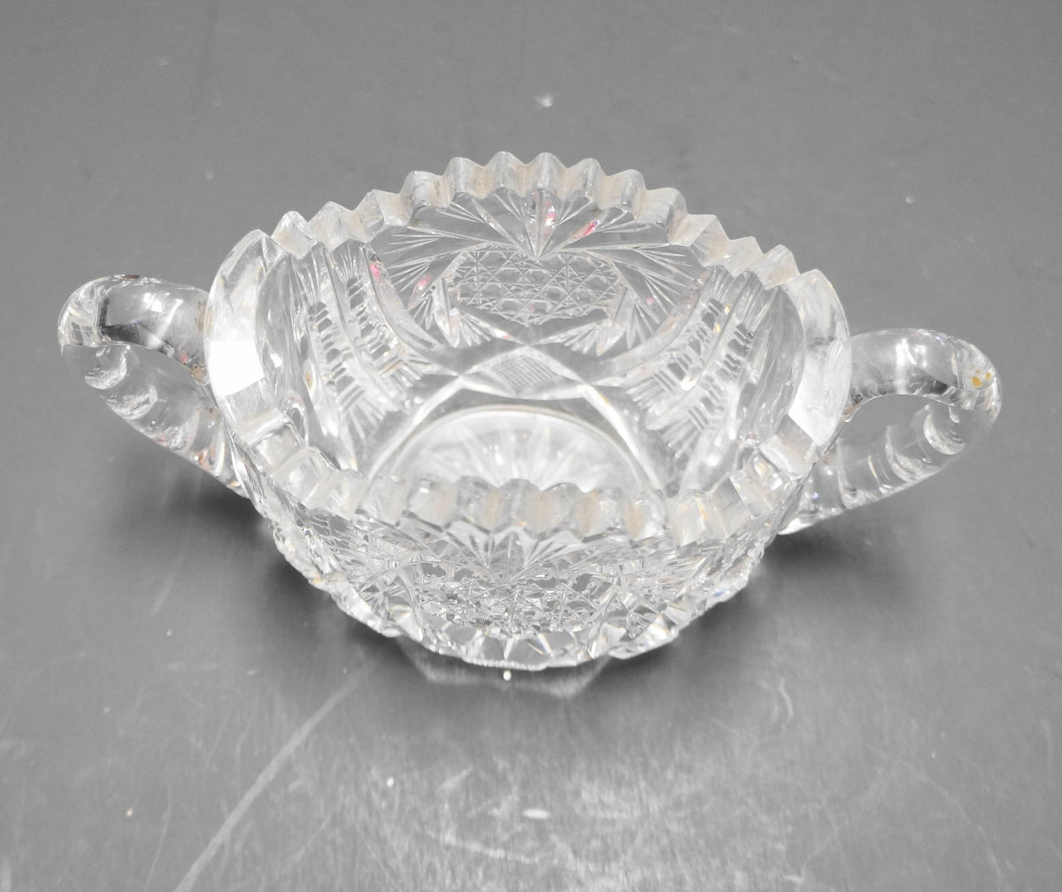 American Brilliant Period Cut Glass Strawberry Pattern Sugar Bowl