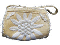Cream Straw White Raffia Seashell Flower Beachy Purse Summer