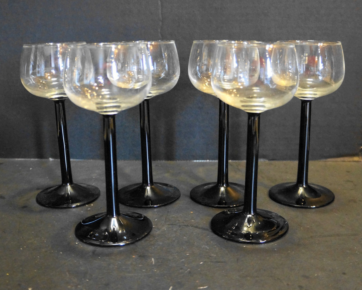 Luminarc Domino Black Stem Clear Bowl Rhine Wines Set of 6