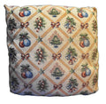 Christmas Pillow Ornaments Tree Bells Candy Canes Diamond Windowpane Tapestry