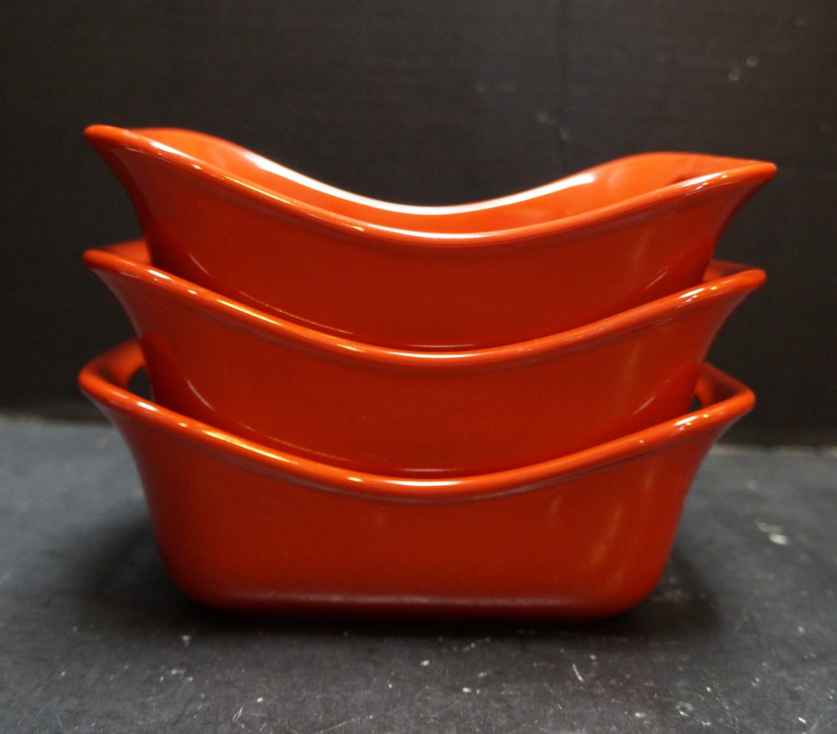Rachael Ray Red Serveware 10 Oz Ramekins Rectangle Bowl Bakers Set of 3