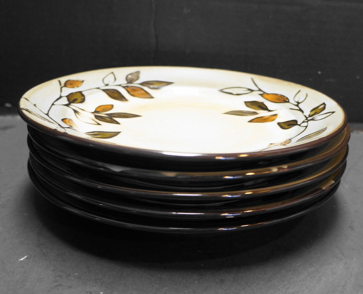 Pfaltzgraff Everyday Rustic Leaves Set Of 7 Salad Dessert Plates Stoneware 8 3/4