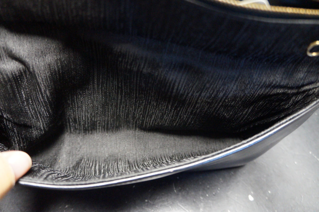 Black Sleek Trapezoid Fold Over Clutch Purse