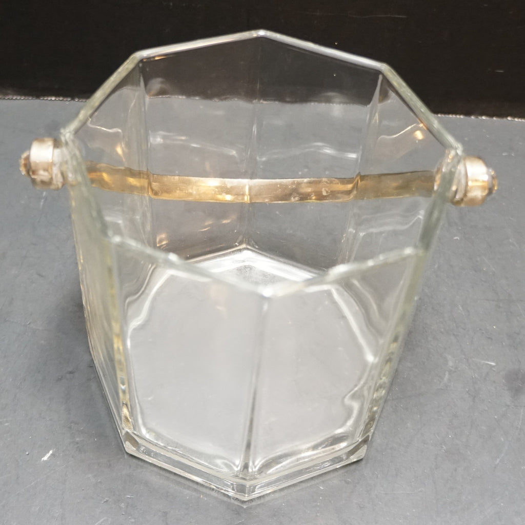 Luminarc Octime Clear Ice Wine Bucket Gold Tone Metal Handle