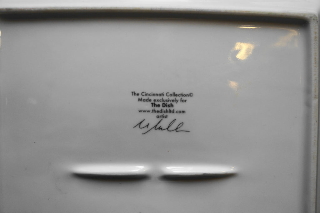 Cincinnatti Skyline The Dish Large Square Plate 10 1/2" Black White