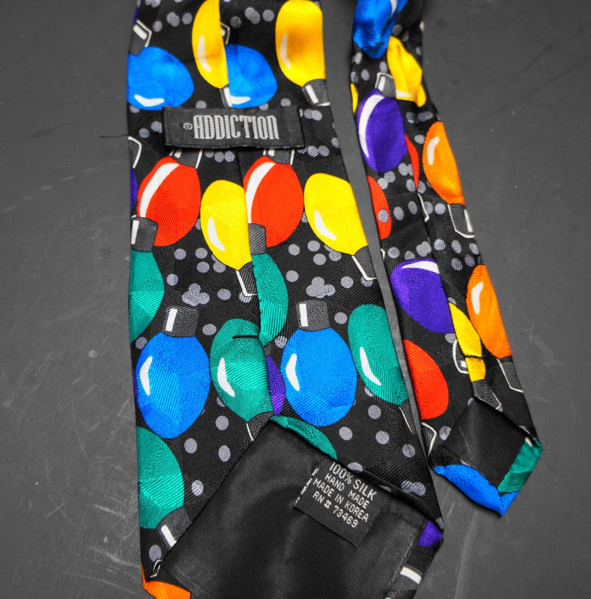 Addiction Silk Tie Christmas Lights Colorful Festive Holiday