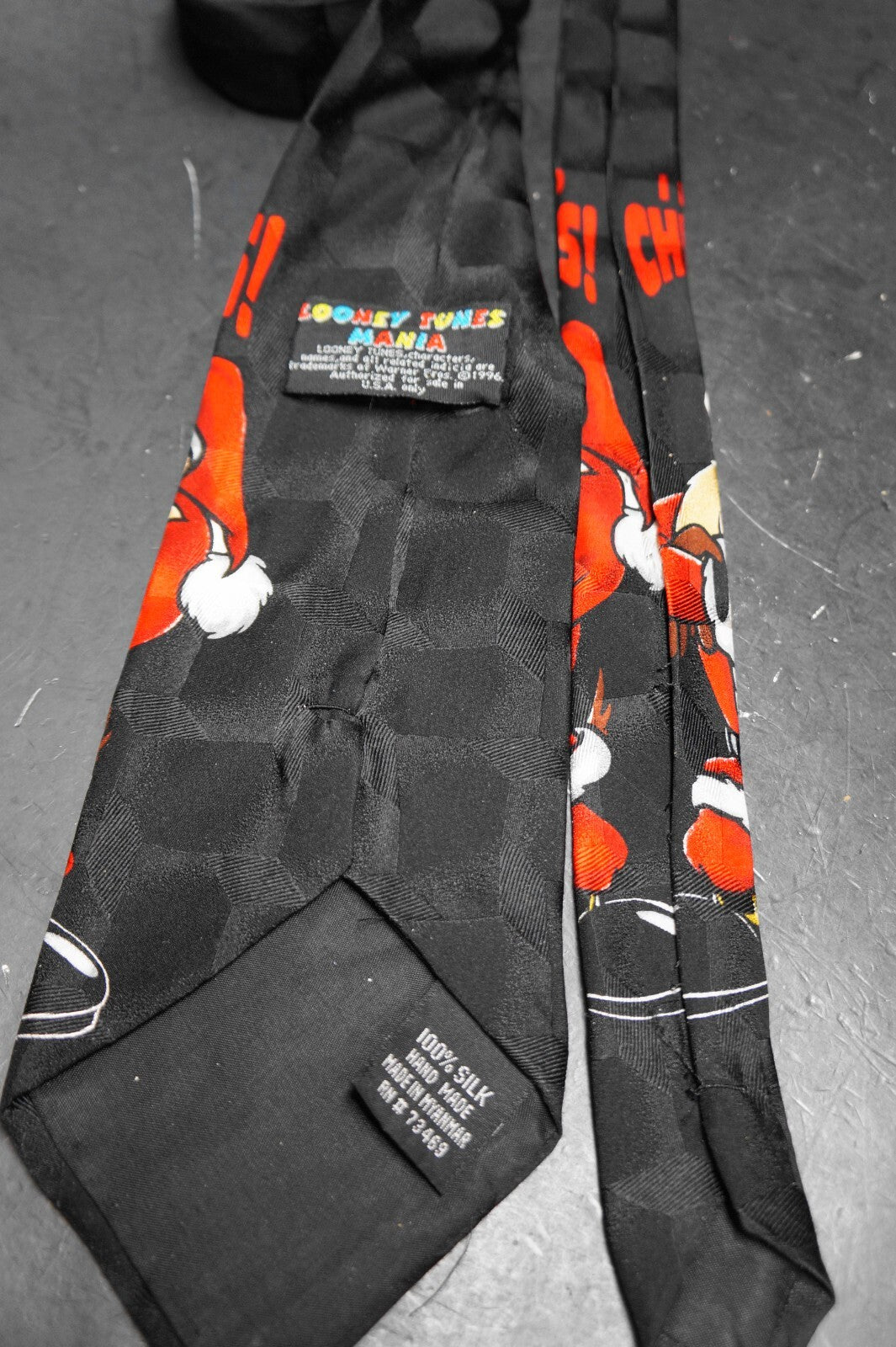Looney Tunes Taz Santa Christmas Tie Black Silk 1996