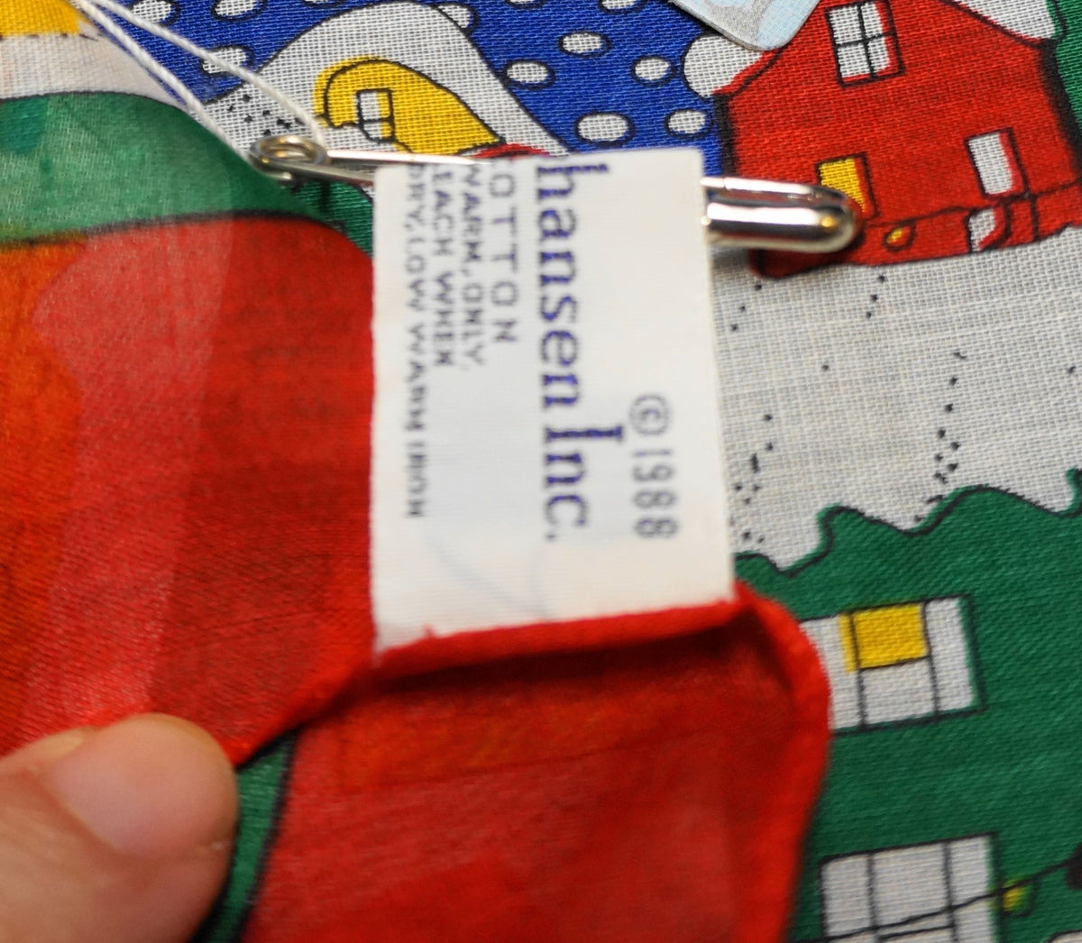 Ginnie Johansen Christmas Scarf 1988 Cotton Print