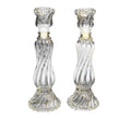 Fenton or Fostoria for Avon Opalique Clear White Opalescent Swirl Candle Holders Cologne Bot