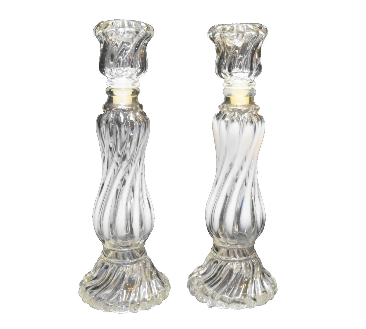 Fenton or Fostoria for Avon Opalique Clear White Opalescent Swirl Candle Holders Cologne Bot